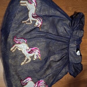 Rare Editions Navy and Gold Unicorn Dress